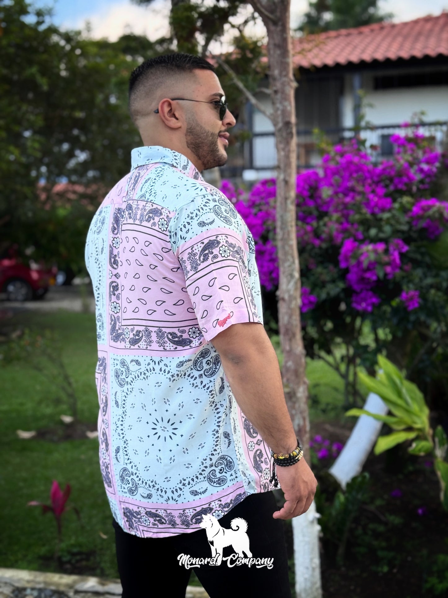 Camisa manga corta estampada aguamarina