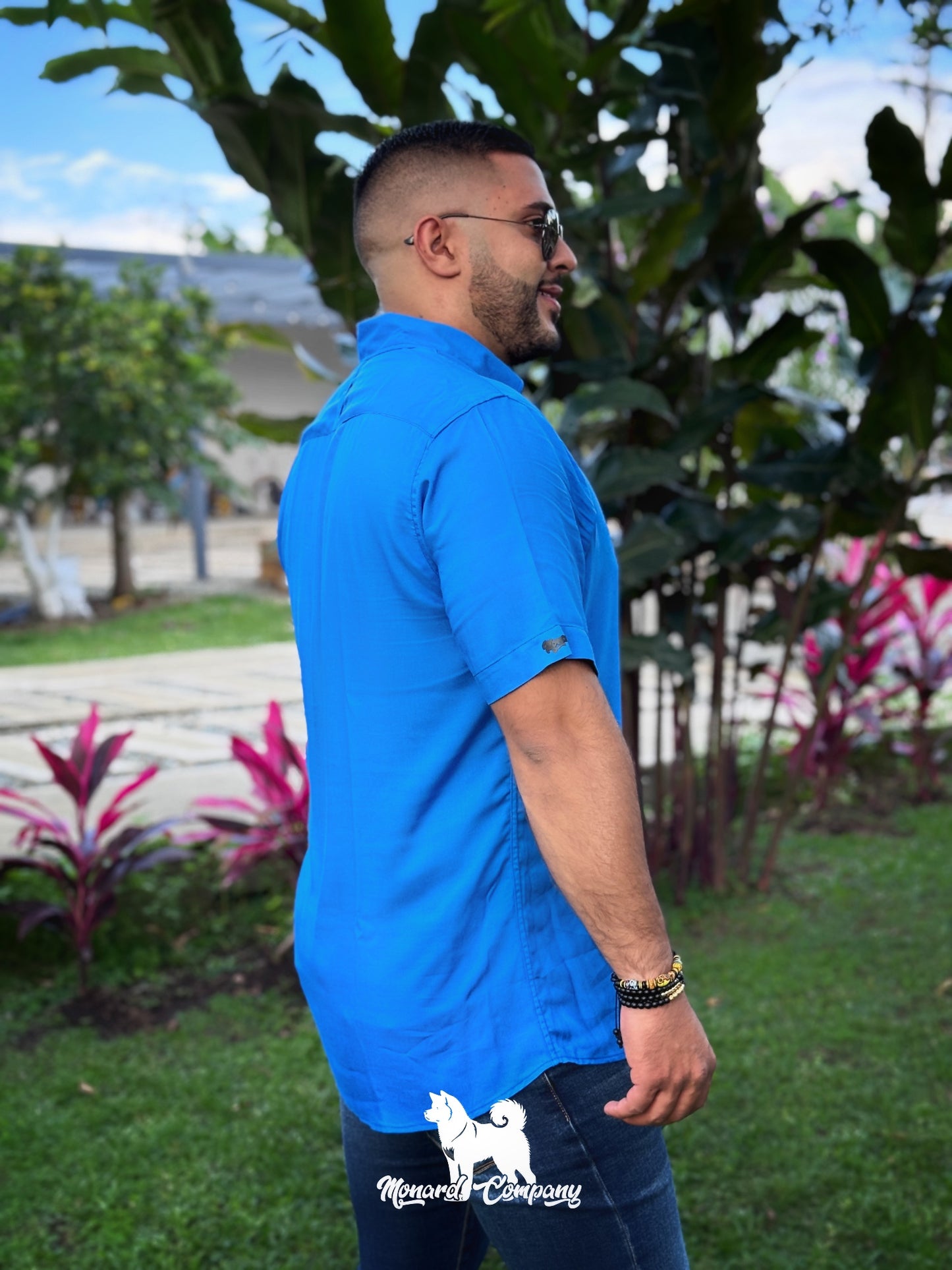 Camisa manga corta azul