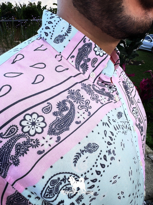 Camisa manga corta estampada aguamarina