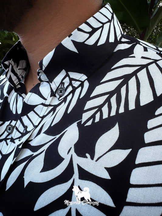 Camisa manga corta negra estampada