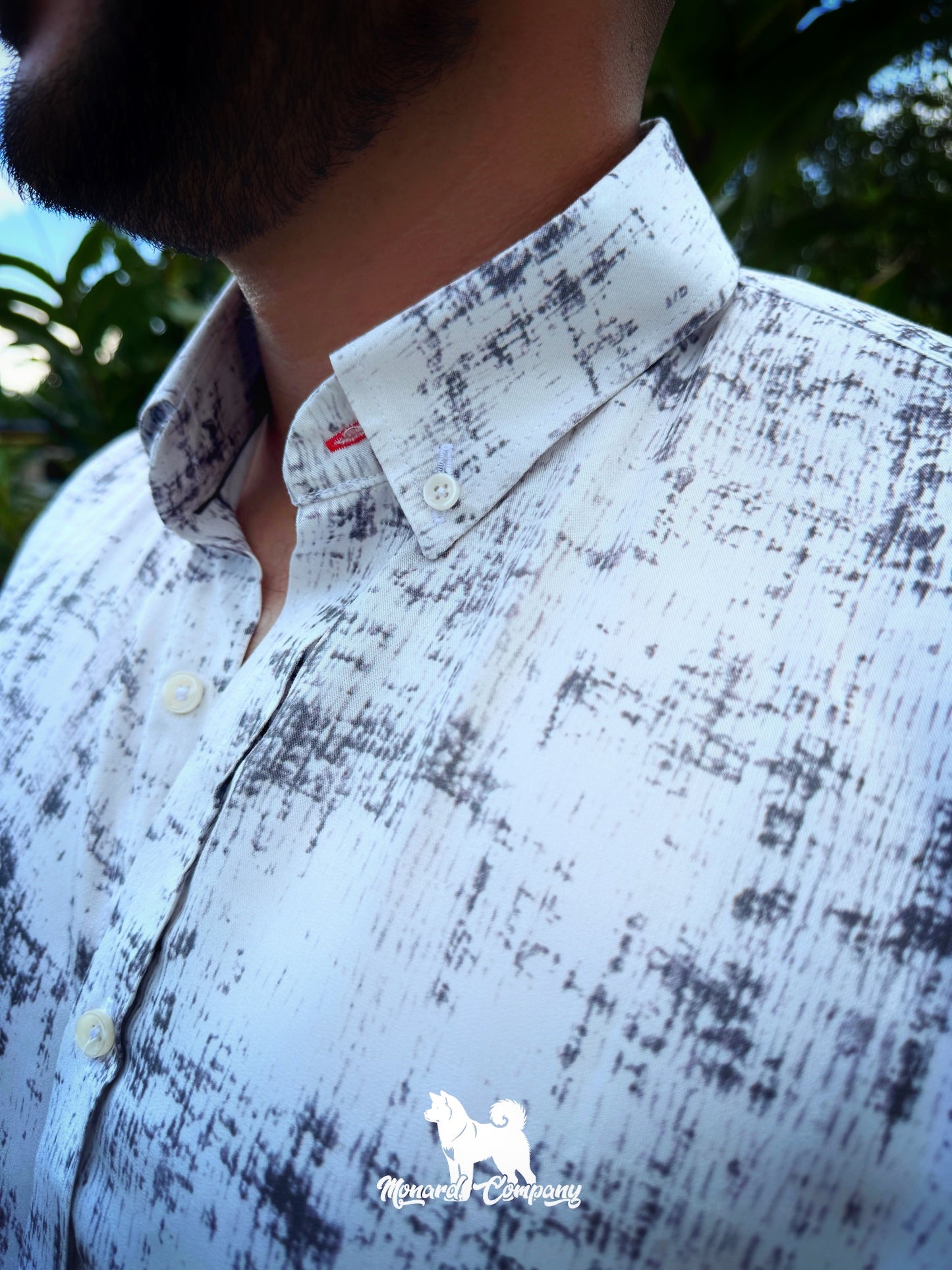 Camisa manga corta blanca marmoleada