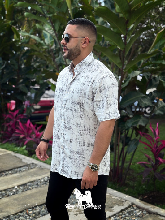 Camisa manga corta blanca marmoleada