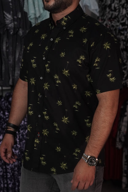 Camisa manga corta negra estampada
