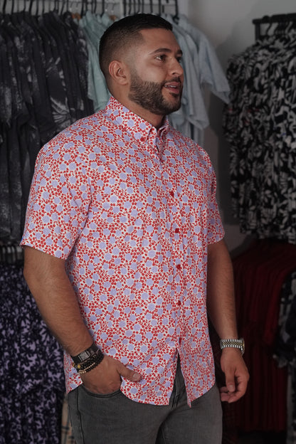 Camisa manga corta roja estampada