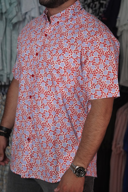Camisa manga corta roja estampada