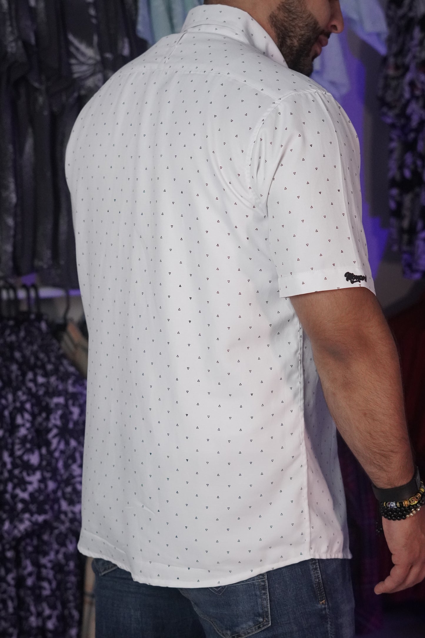 Camisa manga corta estampada blanca