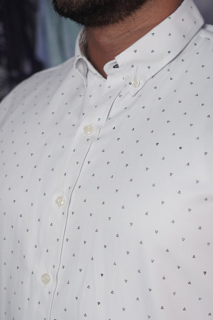 Camisa manga corta estampada blanca