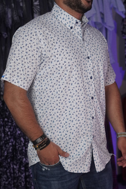 Camisa manga corta estampado azul