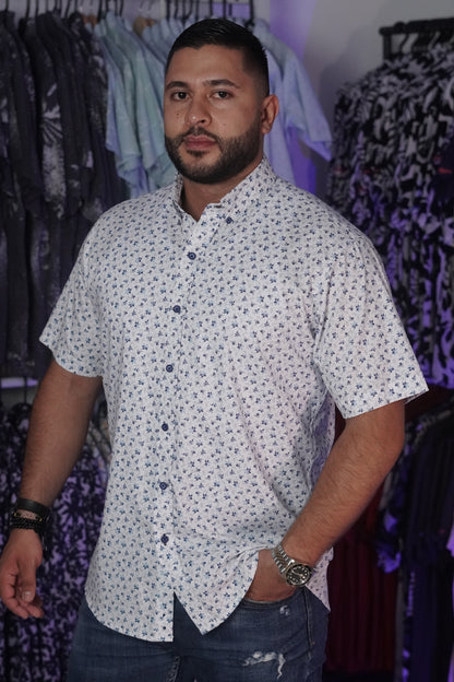 Camisa manga corta estampado azul