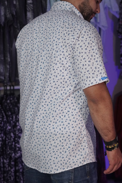 Camisa manga corta estampado azul