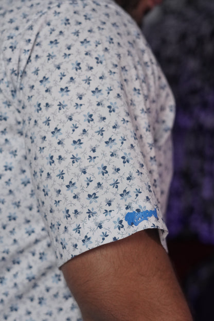 Camisa manga corta estampado azul