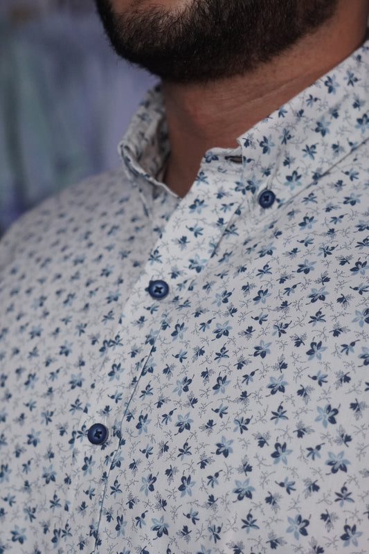 Camisa manga corta estampado azul
