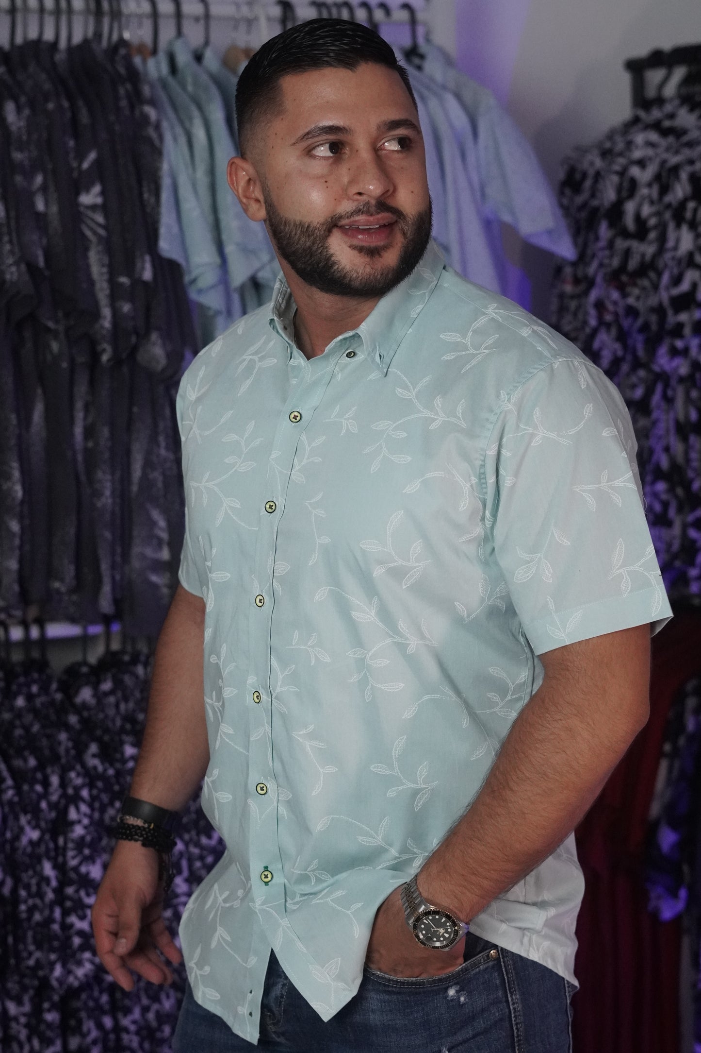 Camisa manga corta verde pastel