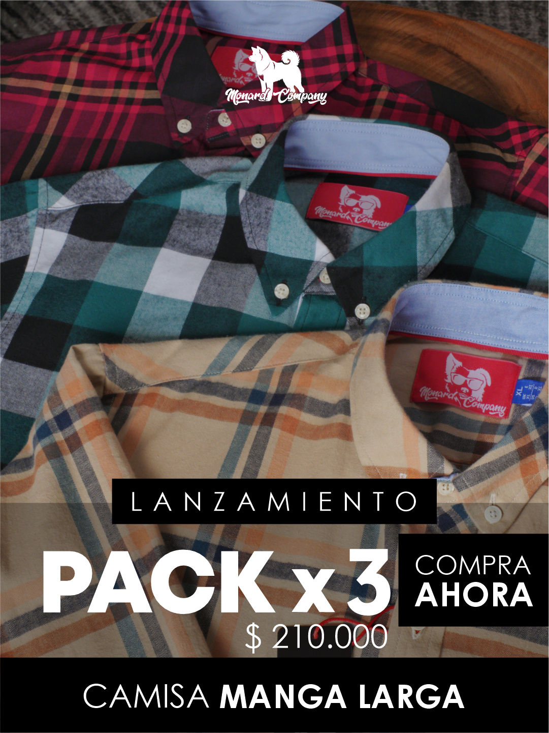 Pack X3 Camisa manga larga